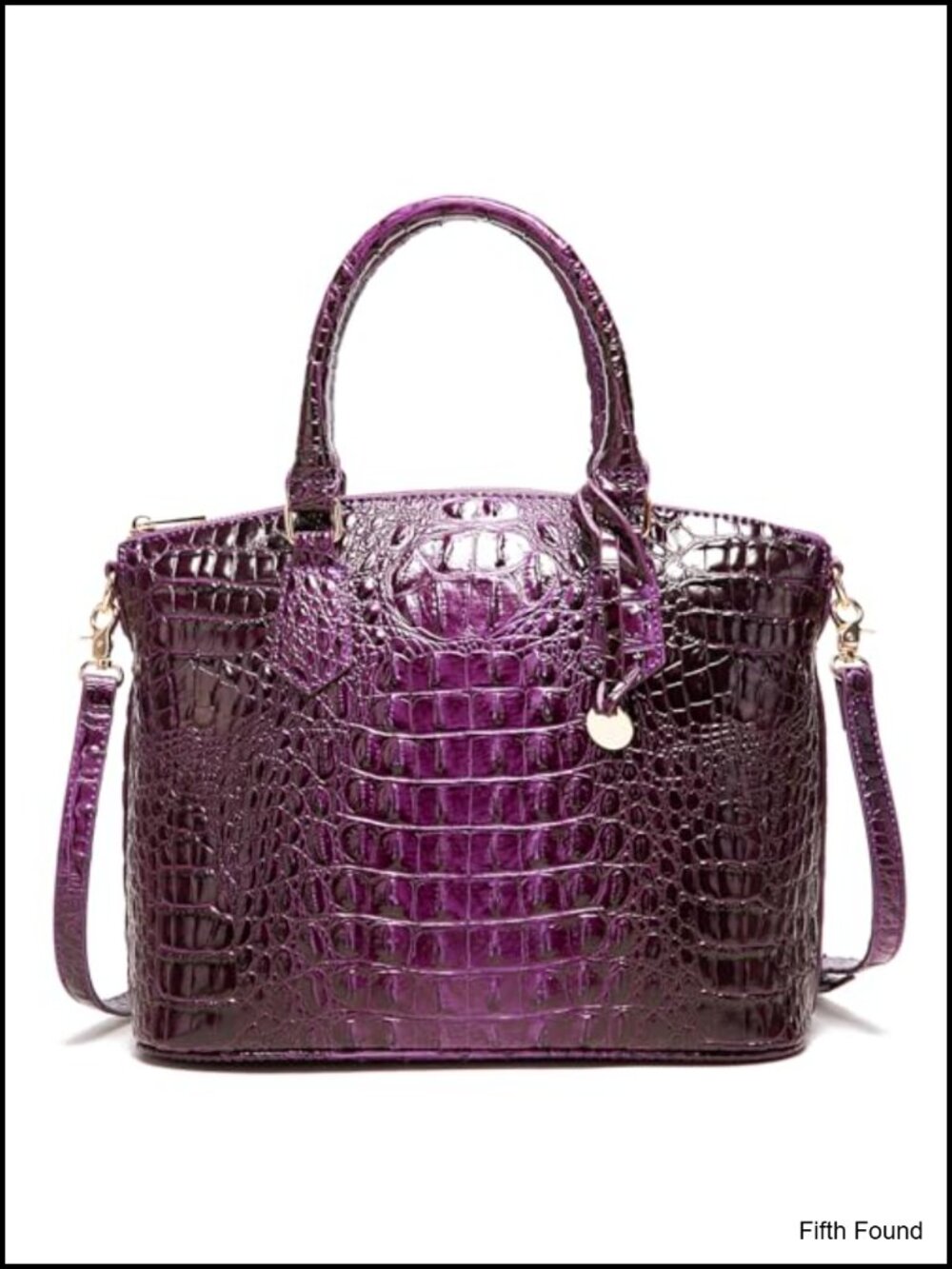 Vegan Leather Crocodile Satchel Handbag with Shoulder Strap